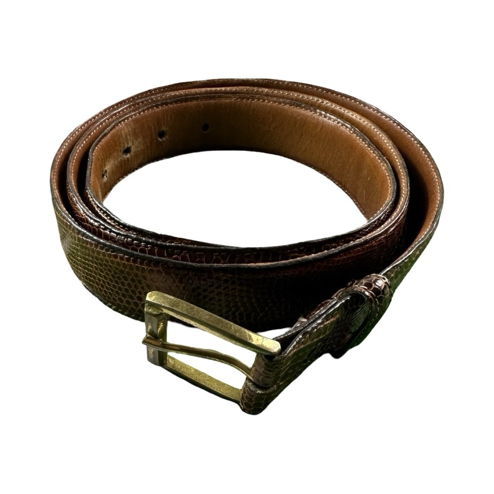 Torino Calcutta Lizard Brown 1.25 Inch Width Mens Size 42 Brass Buckle